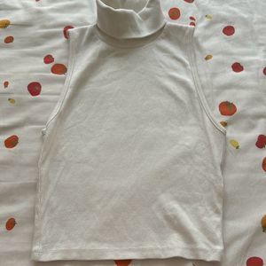 Zara White Turtleneck Tank Top